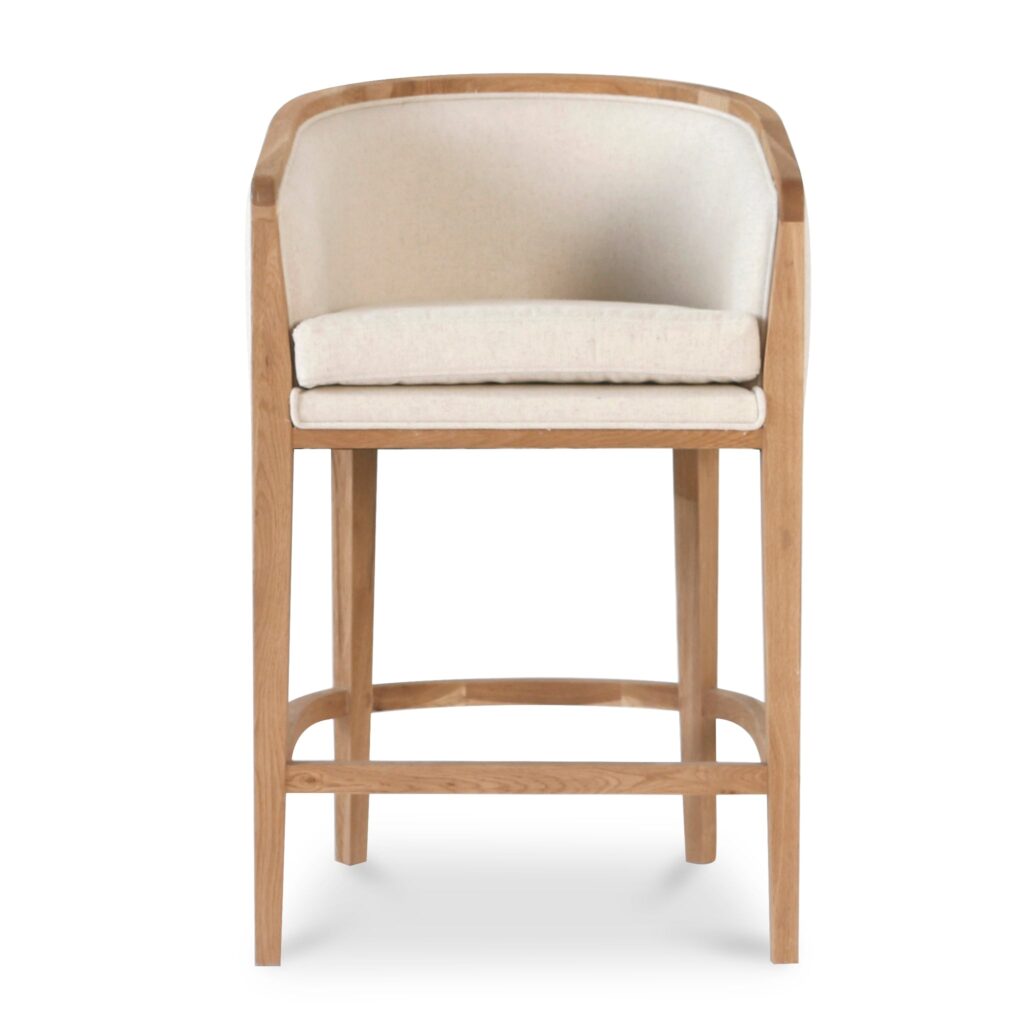 Elvor 65cm Black Frame Bar Stool in Dawn Beige