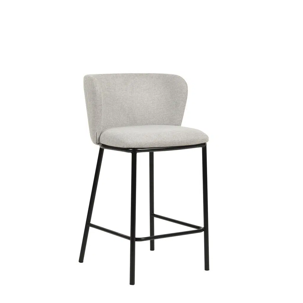 Delya 65cm Bar Stool Coastal Light Grey Set of 2 Modern Design