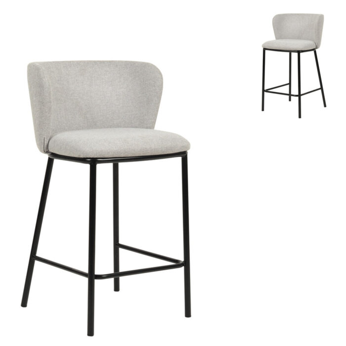 Delya 65cm Bar Stool Coastal Light Grey Set of 2