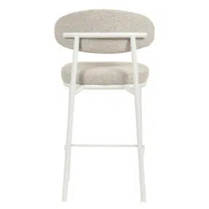 Elvin 65cm White Bar Stool – Clay Grey (Set of 2) with Steel Frame