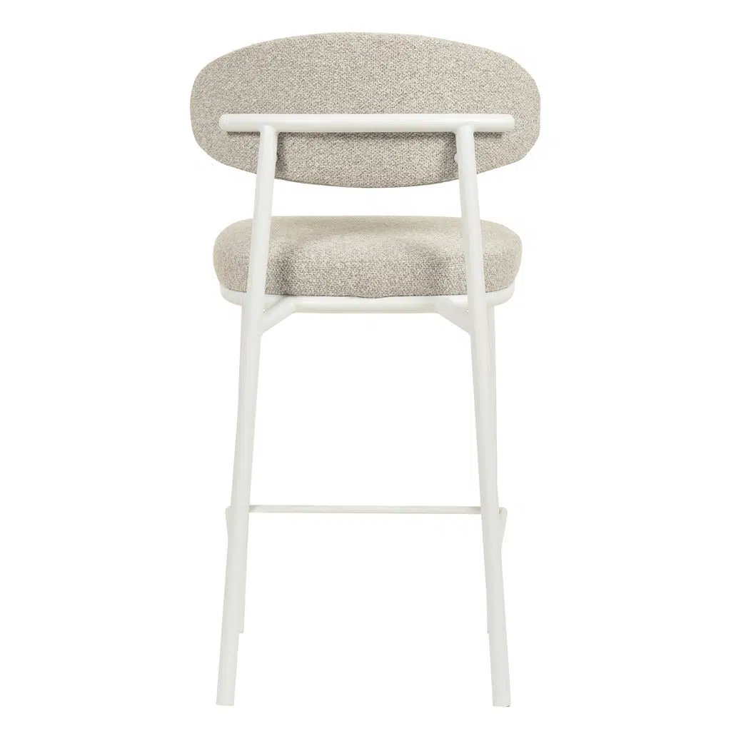 Elvin 65cm White Bar Stool – Clay Grey (Set of 2) with Steel Frame