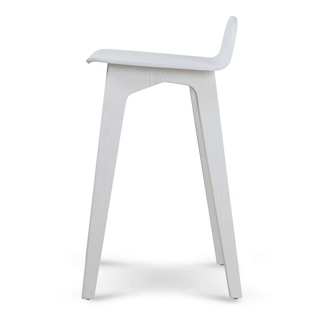 Aiden 65cm Bar Stool Full White Minimalist Natural Ash Wood