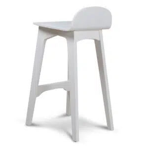 Aiden 65cm White Bar Stool - Minimalist Design, Ash Wood, Ergonomic Comfort