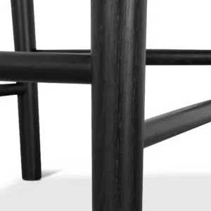 Kura 65cm Bar Stool Full Black Backrest Durable Wood Modern Design