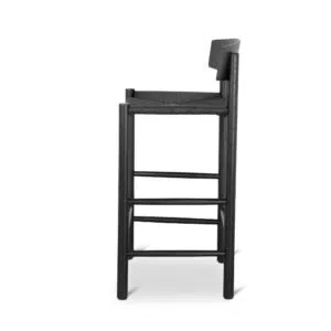 Kura 65cm Black Bar Stool with Backrest Modern Design