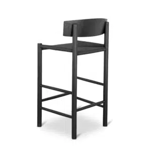 Kura 65cm Black Bar Stool Backrest Comfort