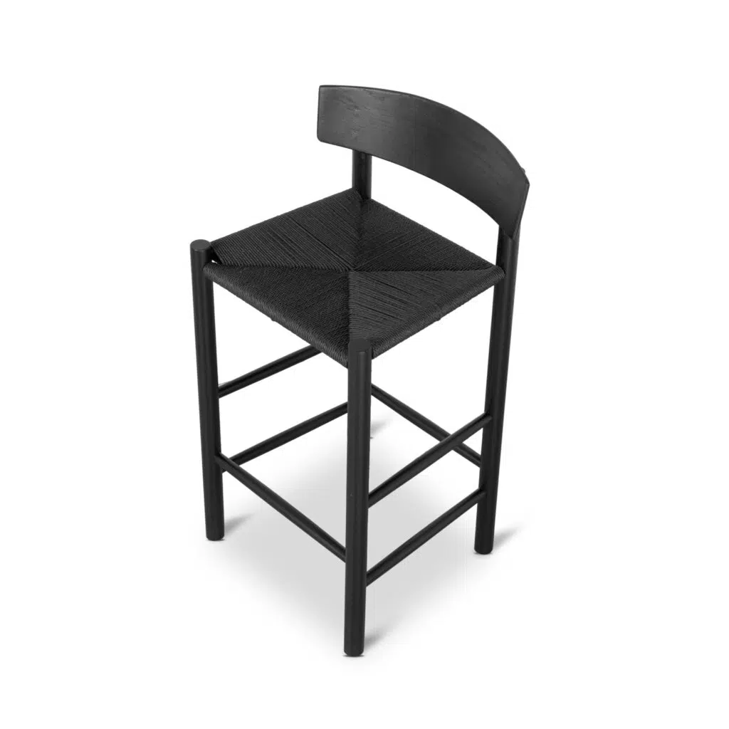 Kura 65cm Bar Stool Full Black Backrest