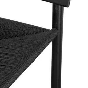 Kura 65cm Full Black Bar Stool with Backrest