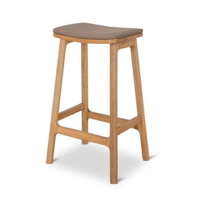 Lovi 67cm Bar Stool Mocha Brown Natural Wood Leather