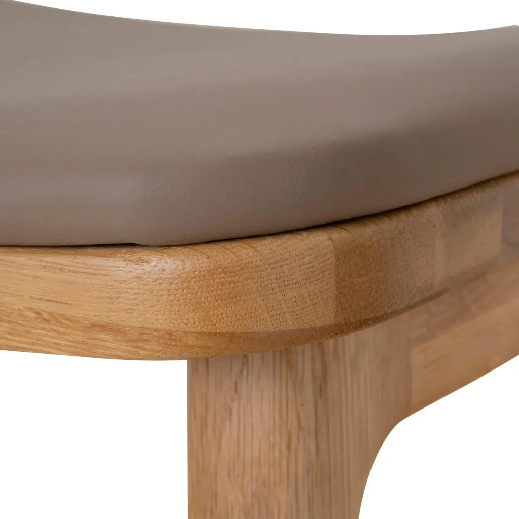 Mocha Brown Bar Stool with Natural Wood Frame and Polyurethane Leather Seat