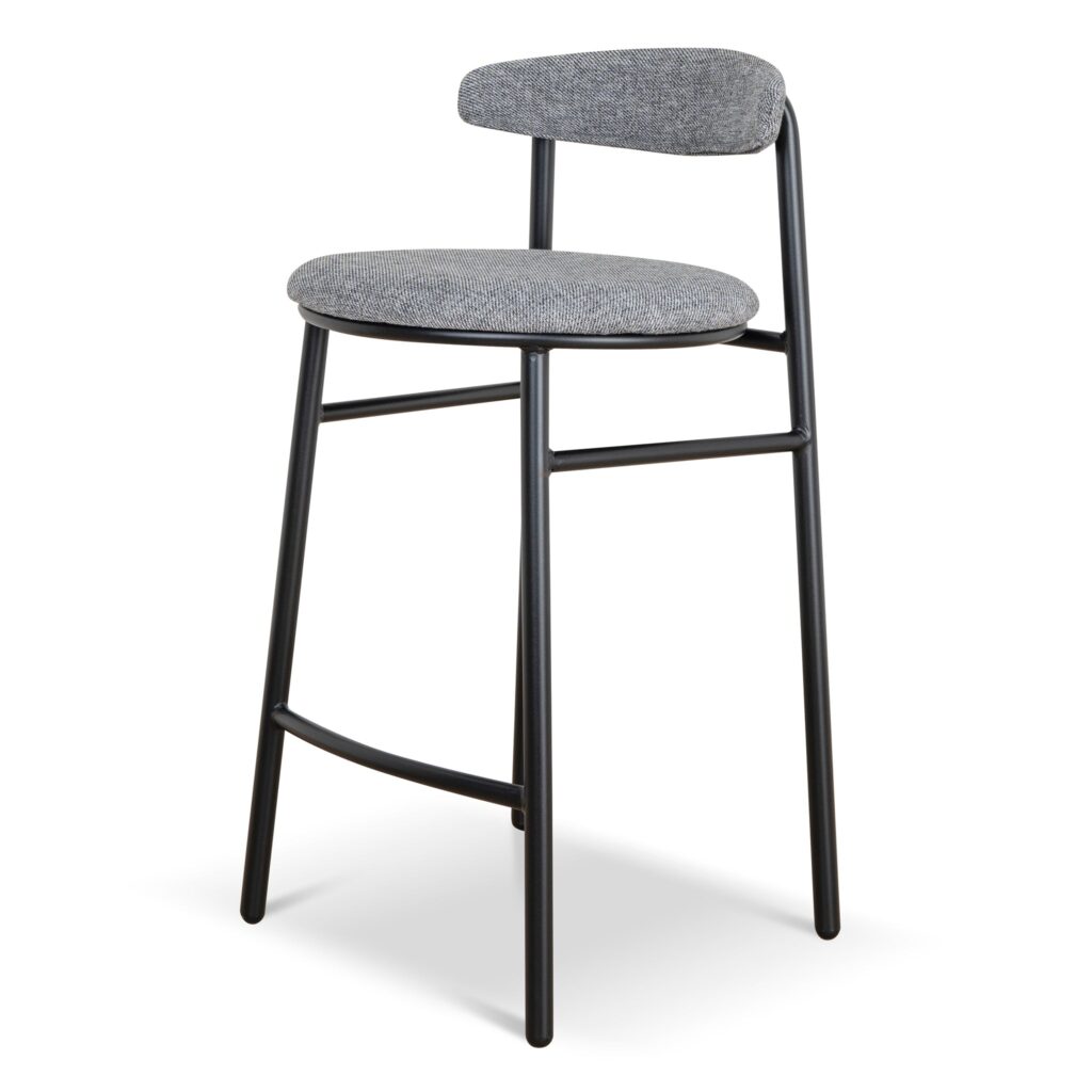 Milo 65cm Lava Grey Bar Stool Set – Upholstered Kitchen Stool