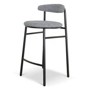Milo 65cm Lava Grey Bar Stool Set – Upholstered Kitchen Stool