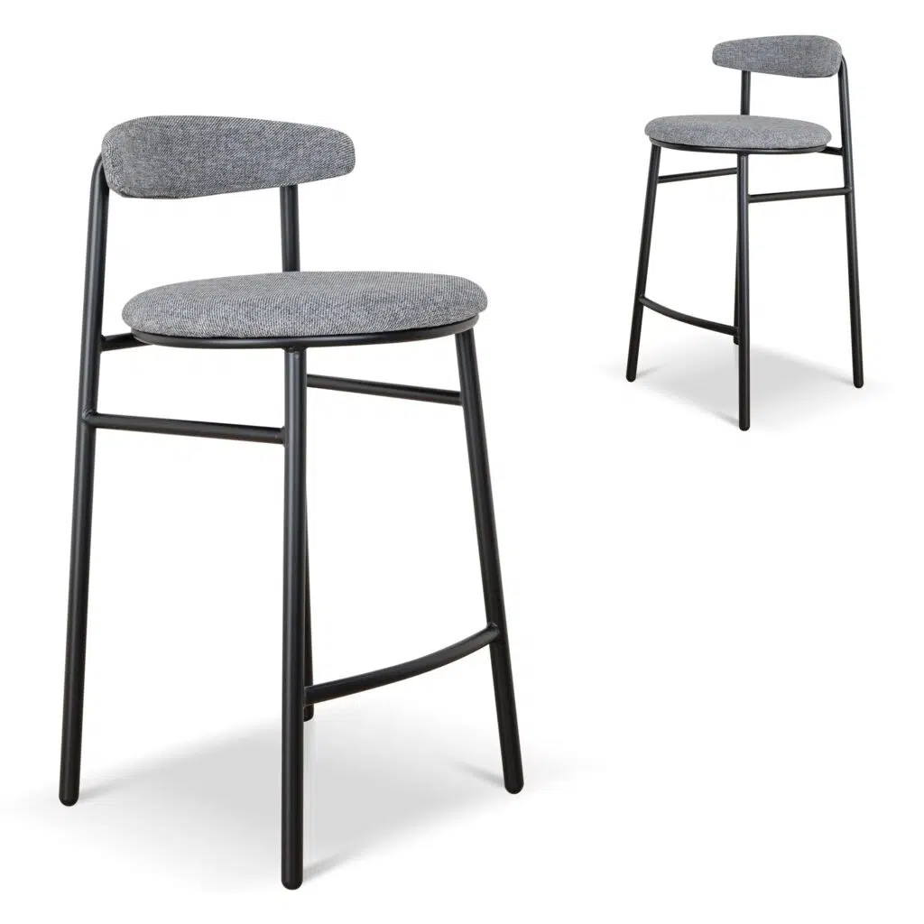 Milo 65cm Lava Grey Bar Stool Set of 2 - Sturdy Comfort
