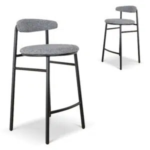 Milo 65cm Lava Grey Bar Stool Set of 2 - Sturdy Comfort
