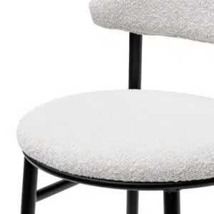 Javi 65cm Bar Stool Moon White Boucle Black Legs Set of 2