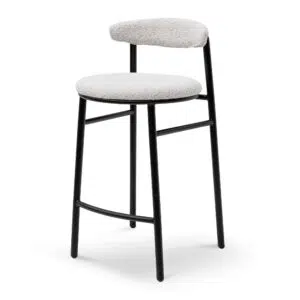 Javi Bar Stool Moon White Boucle Black Legs Set of 2