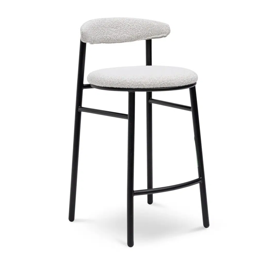 Javi 65cm Bar Stool - Moon White Boucle & Black Legs (Set of 2)