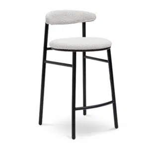 Javi 65cm Bar Stool - Moon White Boucle & Black Legs (Set of 2)
