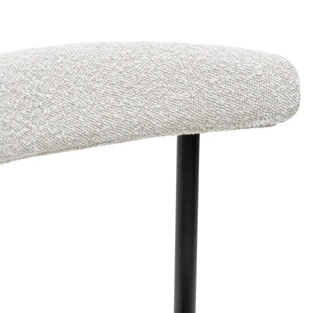 Miri Fabric Dining Chair Moon White Boucle Black Legs