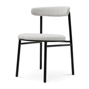 Miri Fabric Dining Chair Moon White Boucle Black Legs Set of 2