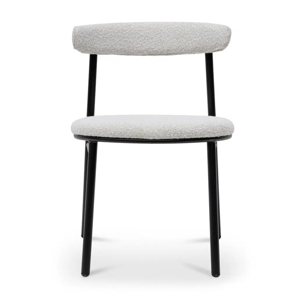 Miri Fabric Dining Chair Moon White Boucle Black Legs Set of 2