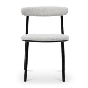 Miri Fabric Dining Chair Moon White Boucle Black Legs Set of 2