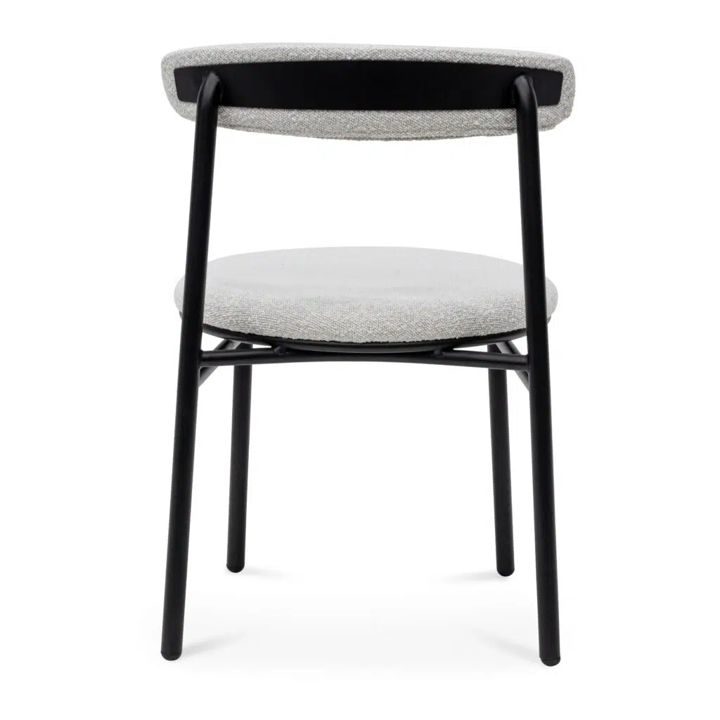 Miri Fabric Dining Chair Moon White Boucle Black Legs Set of 2