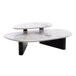 Ciro 1.2m Black Marble Textured Glass Coffee Table
