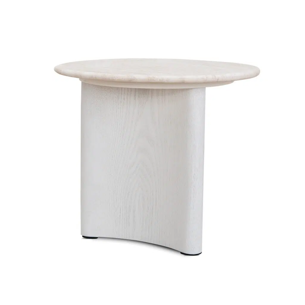 Myris 90cm Nested Travertine Coffee Table – White