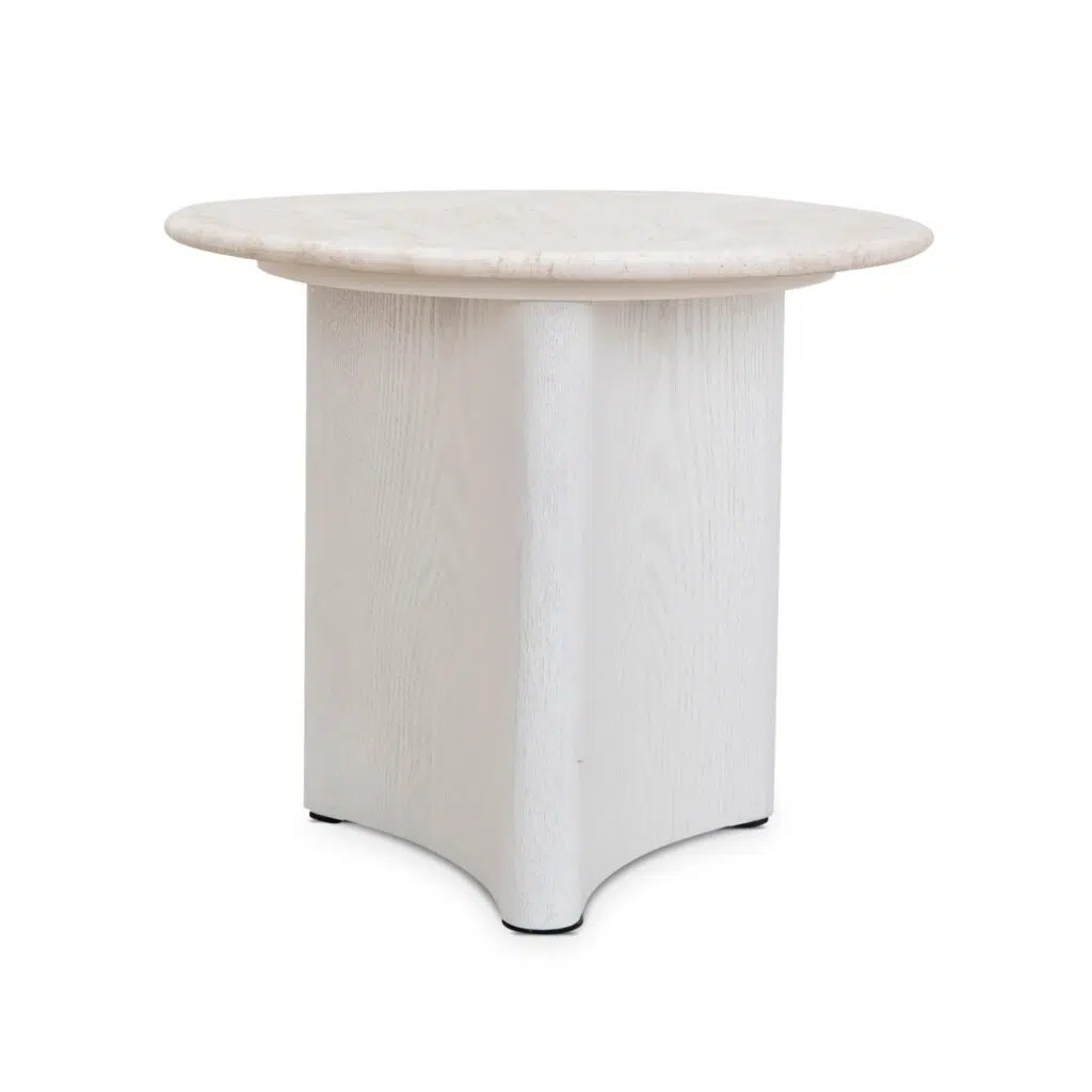 Myris 90cm Nested Travertine Coffee Table White Open-Plan