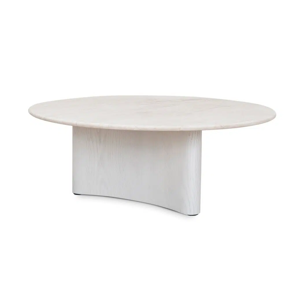 Myris 90cm Nested Travertine Coffee Table – White