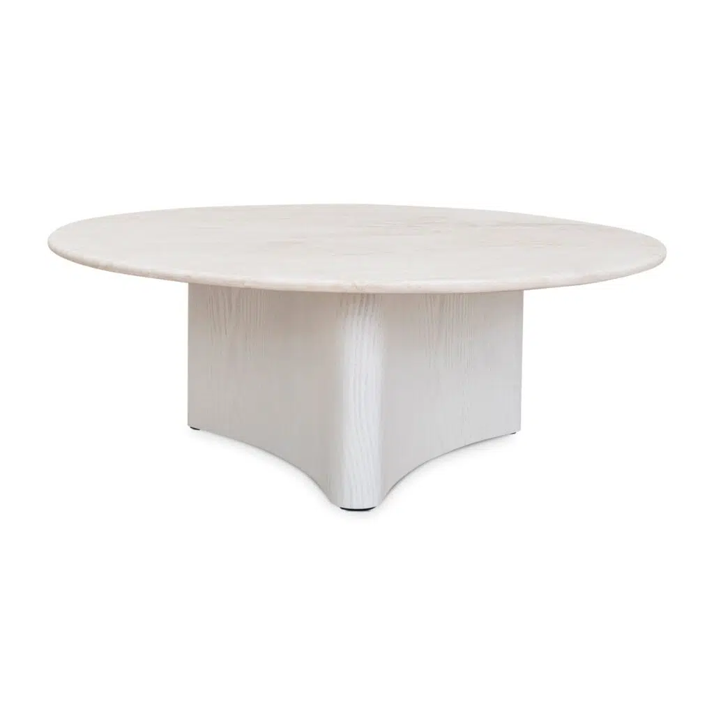 Travertine Nested Coffee Table – White | Myris 90cm Design
