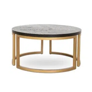 Ulven 90/76cm Nested Coffee Table in Peppercorn & Brass