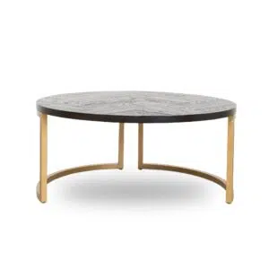 Ulven Nested Coffee Table 90/76cm Brass & Peppercorn Modern Solid Wood Space-Saving Design