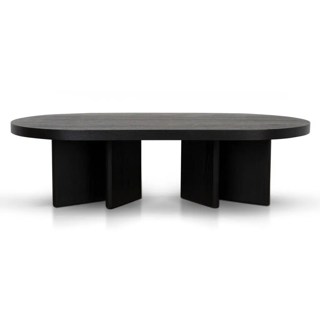Clive Pill Shape Coffee Table - Textured Espresso Black Modern Design