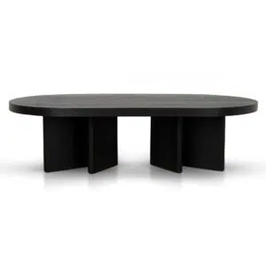 Clive Pill Shape Coffee Table - Textured Espresso Black Modern Design