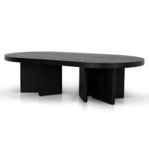 Clive 1.3m Pill-Shaped Coffee Table Textured Espresso Black Modern Design