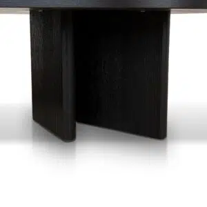 Clive 1.3m pill-shaped coffee table, textured espresso black, modern design