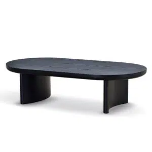 Black Coffee Table with Sleek Curved Design and Durable Wood Finish
