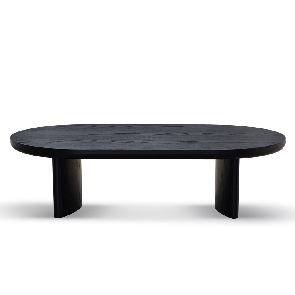 Piven 1.3m Black Coffee Table – Sleek Curved Design