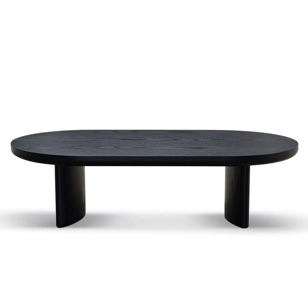Piven 1.3m Black Coffee Table – Sleek Curved Design
