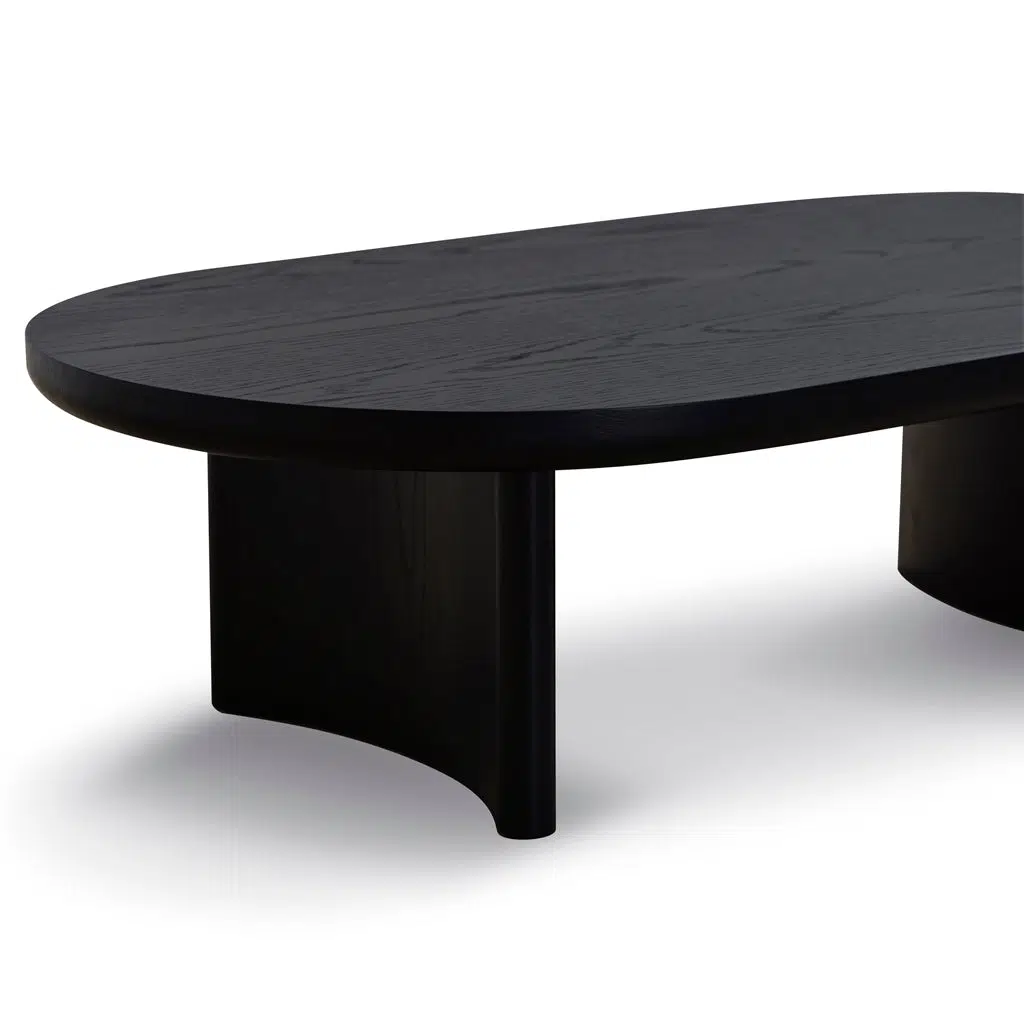 Piven 1.3m Full Black Coffee Table Curved Design