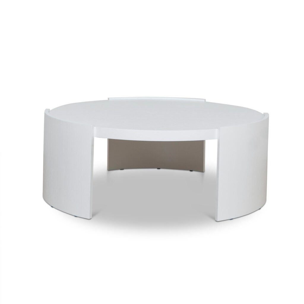 Ovid 100cm white round coffee table 3-leg modern design