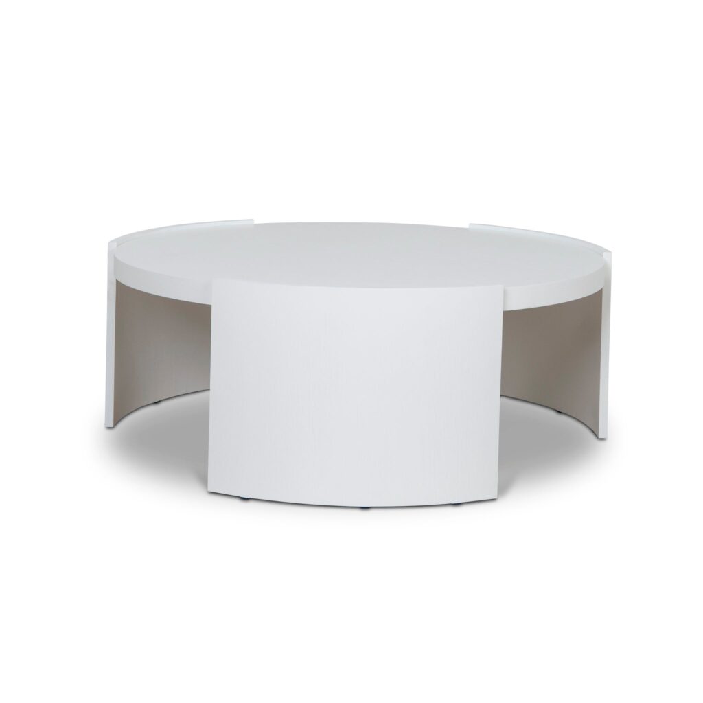 Ovid 100cm White Round Coffee Table – Modern Stable Design