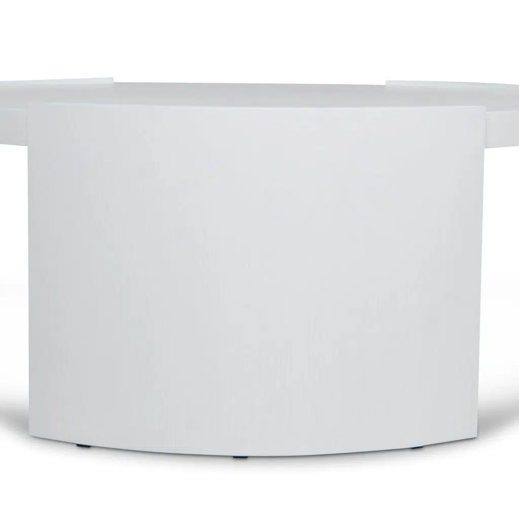 Ovid 100cm White Wooden Round Coffee Table – Modern Design