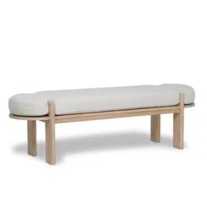 Zura 1.6m Natural Elm Bench with Linen Cushion