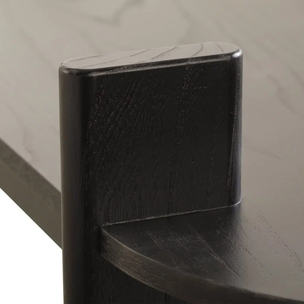 Oryn 1.6m Black Elm Bench Natural Linen Upholstery