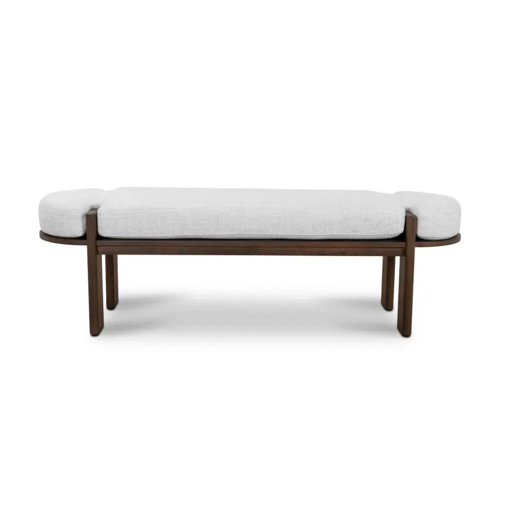 Ivora 1.6m Walnut Elm Bench with Natural Linen Cushion