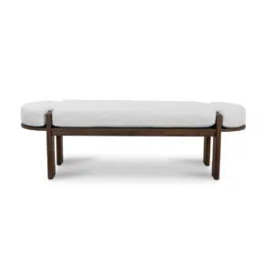 Ivora 1.6m Walnut Elm Bench with Natural Linen Cushion