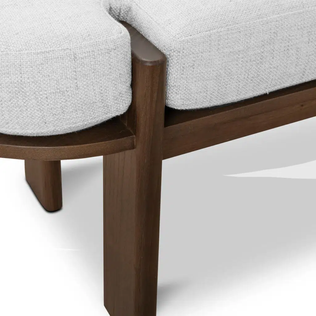 Ivora 1.6m Walnut Elm Bench with Natural Linen Cushion - Modern Design
